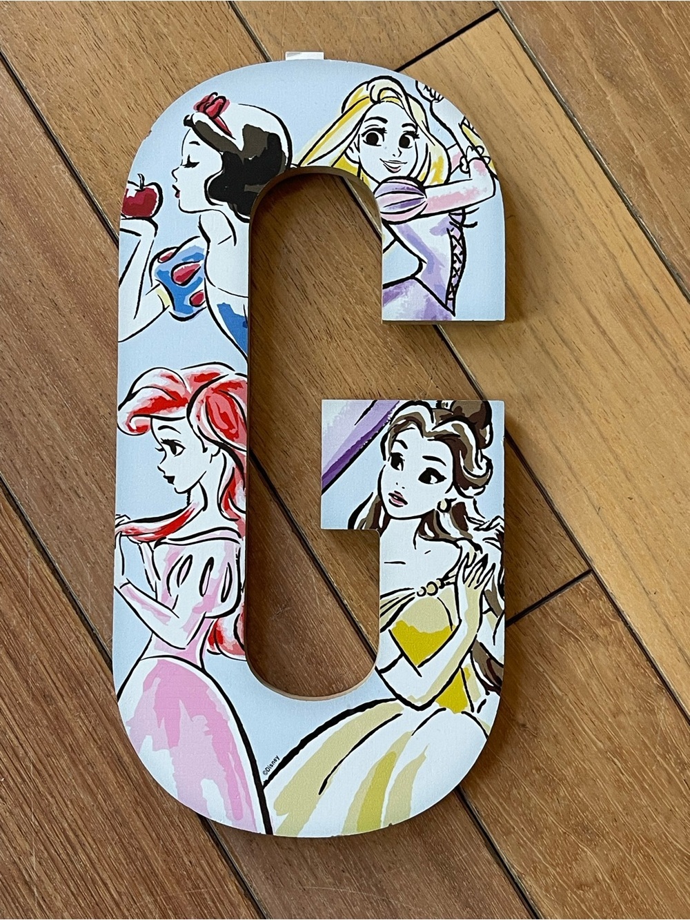 Disney Princess Decorative Wooden Letter G Decor 10โ Snow Belle Ariel Rapunzel